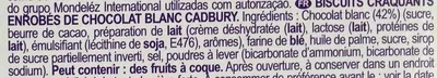 Lista de ingredientes del producto Finger blanc Cadbury 114 g