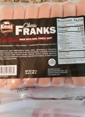 Lista de ingredientes del producto Kent Classic Franks  