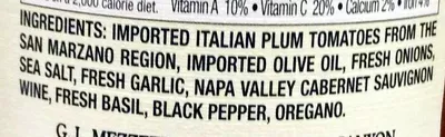 Lista de ingredientes del producto Marinara Nappa Valley Bistro, Mezzetta 685 g9