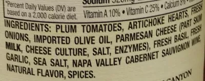 Lista de ingredientes del producto Tomato Basil Sauce Mezzetta, Nappa Valley Bistro 708 g