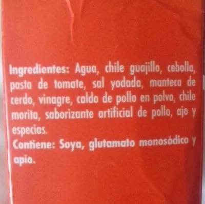 Lista de ingredientes del producto Salsa de guajillo Doña Chonita 