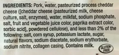 Lista de ingredientes del producto Smoked sausage Johnsonville 