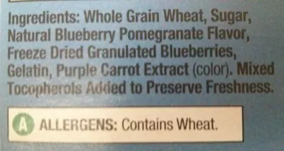 Lista de ingredientes del producto Frosted Bite-Size Blueberry Shredded Wheat Wegmans 439 g