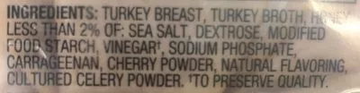 Lista de ingredientes del producto Thin sliced turkey breast Wal-Mart Stores  Inc. 