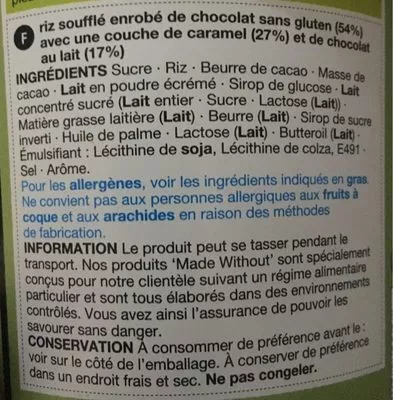 Lista de ingredientes del producto Gluten free chocolate crispy mini bites Marks & Spencer 270 g