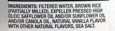 Lista de ingredientes del producto Rice dream, classic rice drink, vanilla Rice Dream, The Hain Celestial Group  Inc. 32 FL OZ, 945 ml