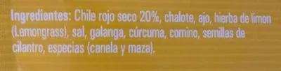 Lista de ingredientes del producto Curry amarillo Thai Food King 50g