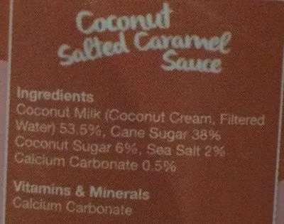 Lista de ingredientes del producto Coconut salted caramel sauce  