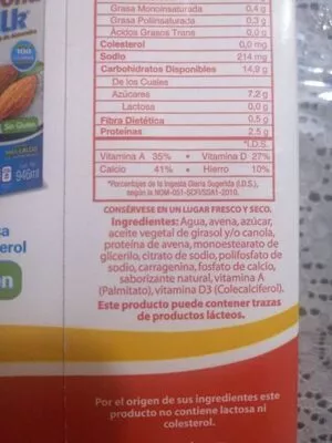 Lista de ingredientes del producto Oat milk Granvita 