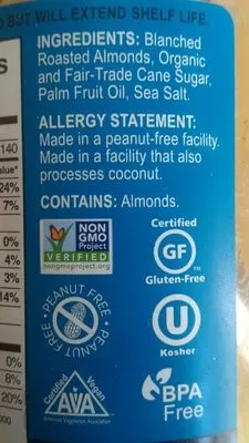 Lista de ingredientes del producto Almond butter smooth Barney & Co. California  Llc. 