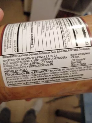 Lista de ingredientes del producto Crema de cacahuate Kirkland signature 793,8g