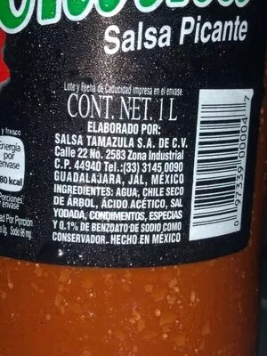 Lista de ingredientes del producto Salsa picante Salsa Tamazula S.A. De C.V. 