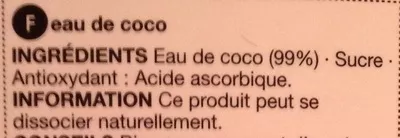 Lista de ingredientes del producto Coconut water Marks & Spencer 1l