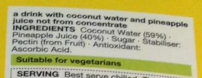 Lista de ingredientes del producto Coconut water with pineapple juice Marks & Spencer 1l