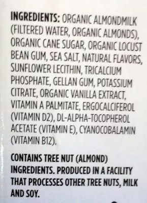 Lista de ingredientes del producto Organic almondmilk Whole Foods, Whole Foods Market Inc. 946 ml / 35 FL Oz