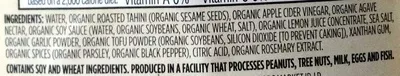 Lista de ingredientes del producto Organic lemon tahini dressing, lemon tahini 365,  365 Everyday Value 8 FL OZ (236mL)