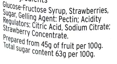 Lista de ingredientes del producto Strawberry Jam Sainsbury's, by sainsbury's 454 g