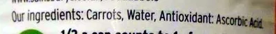 Lista de ingredientes del producto Sliced carrrots in water sainsbury's basics, Sainsbury's 300 g, drained 160 g