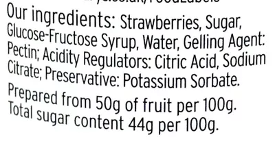 Lista de ingredientes del producto Strawberry jam Sainsbury's, by sainsbury's 415 g