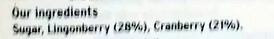 Lista de ingredientes del producto Wild Cranberry Sauce Sainsbury's, sainsbury's taste the difference 220g