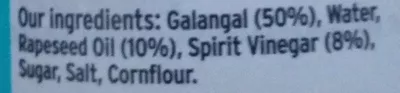 Lista de ingredientes del producto Galangal Sainsbury's, by sainsbury's 90g