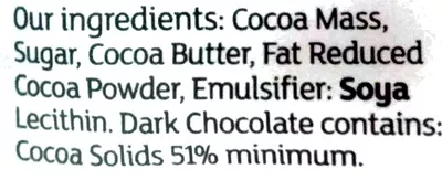 Lista de ingredientes del producto cook's dark chocolate chips Sainsbury's, by sainsbury's 100 g