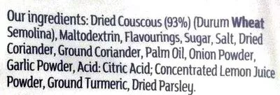 Lista de ingredientes del producto Coriander & Lemon Couscous Sainsbury's 110g