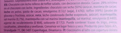 Lista de ingredientes del producto Milk chocolates salty caramel flavour flying tiger 128 g