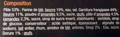 Lista de ingredientes del producto Galette des rois Carrefour, Carrefour Sélection 450 g