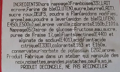 Lista de ingredientes del producto Tartelette aux framboises X 3  170 g