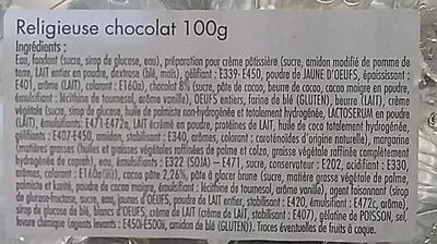 Lista de ingredientes del producto Religieuses choco Carrefour 200 g