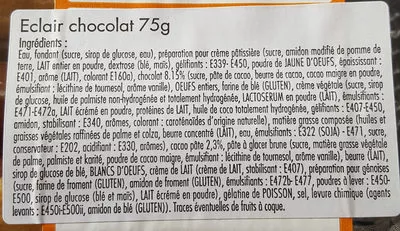 Lista de ingredientes del producto Éclair Chocolat Carrefour 150 g