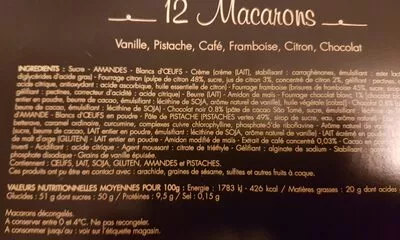 Lista de ingredientes del producto Macarons Carrefour 