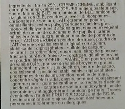 Lista de ingredientes del producto Fraisier X2 décongelé  300 g