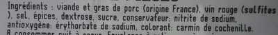 Lista de ingredientes del producto Saucisson a cuire 2 pièces Boucheries André 882g