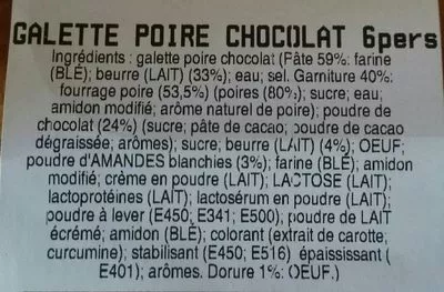 Lista de ingredientes del producto Galette poire chocolat Leclerc 