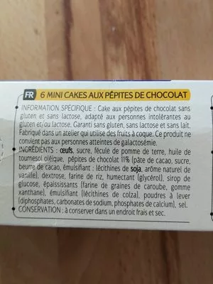 Lista de ingredientes del producto Mini cakes pépites de chocolat  