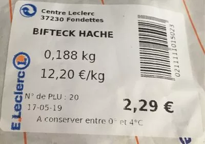 Lista de ingredientes del producto Bifteck hache  