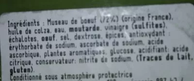 Lista de ingredientes del producto Salade de museau de boeuf  