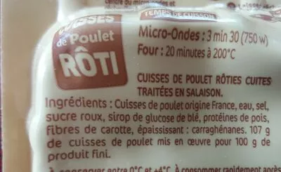 Lista de ingredientes del producto Cuisses de poulet roti Le Gaulois 