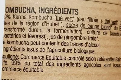 Lista de ingredientes del producto Kombucha  