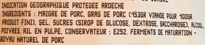 Lista de ingredientes del producto Le cendré ardéchois Gueze 