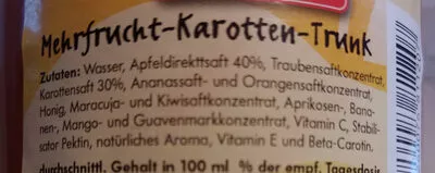 Lista de ingredientes del producto Mehrfrucht Karotten-Trunk Molfenter Fruchtsäfte 1 l