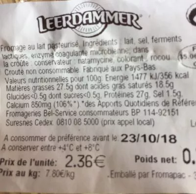 Lista de ingredientes del producto Leerdammer Leerdammer 