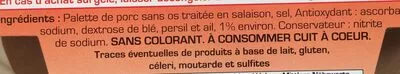 Lista de ingredientes del producto Roti cru d’alsace ail et persil Moritz 