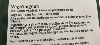 Lista de ingredientes del producto Végé’mignon Wheaty 