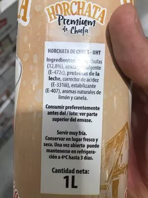 Lista de ingredientes del producto  chufa gust 