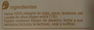 Lista de ingredientes del producto Colines 100% Integrales Carrefour 250 g