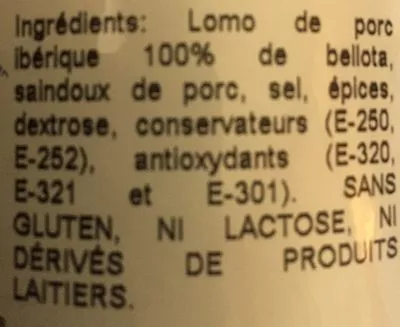 Lista de ingredientes del producto Le lomo blanc  