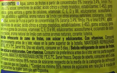 Lista de ingredientes del producto Jus de Citron Sunny Delight 